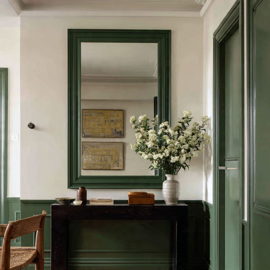 26 Green Bedroom Ideas That Bring Nature, Calm, and Fresh Energy Into Your Bedroom Try This Look 16 Add an Emerald Green Statement Mirror