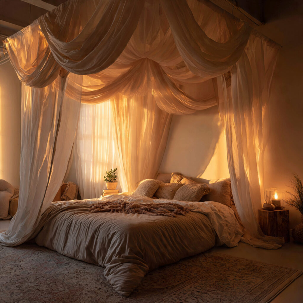 Hang a Soft Canopy Over the Bed