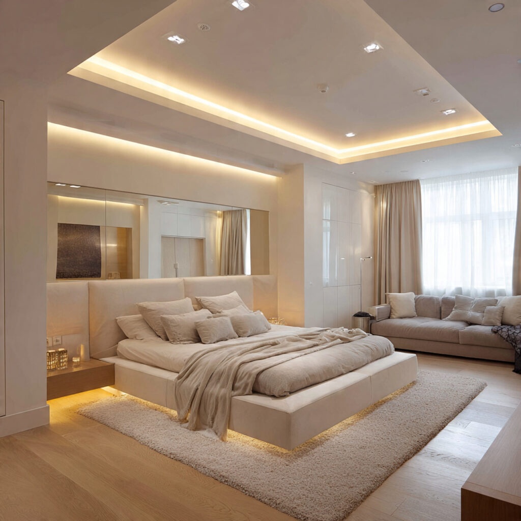 27 Modern Bedroom Ideas That Create a Sleek, Elegant, and Pinterest-Perfect Space Instantly 16 Install Recessed Ceiling Lighting for a Clean Overhead Look