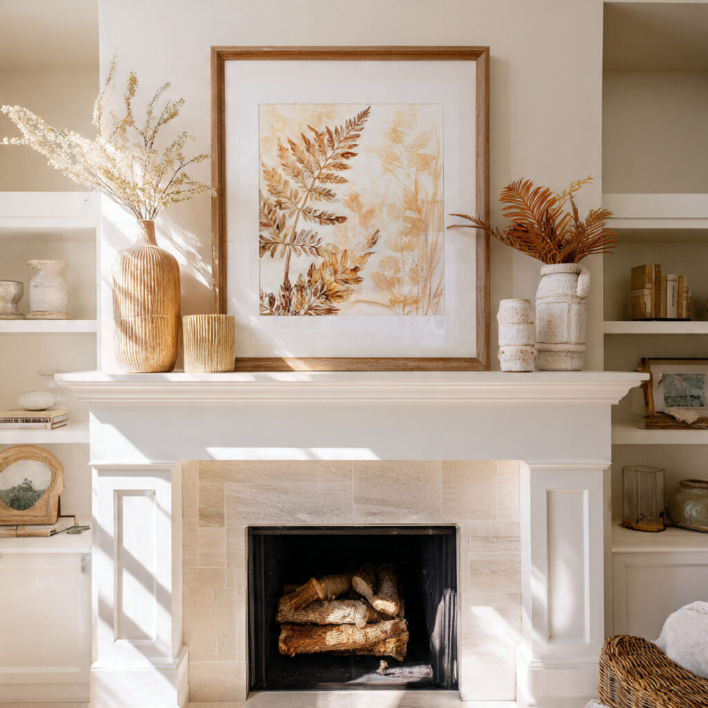 Summer-Themed Art Above the Mantel