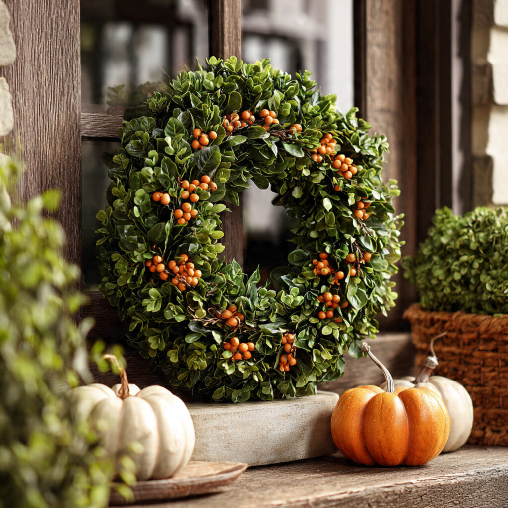 Boxwood Base with Fall Accents