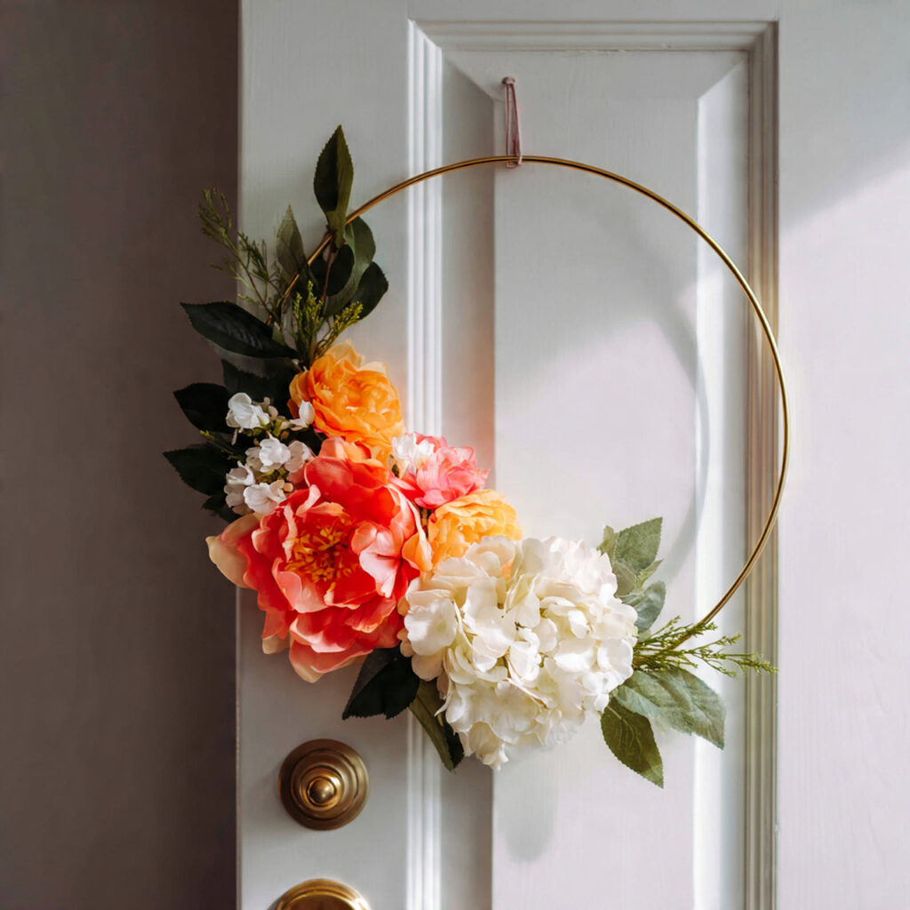 A Hoop Wreath With Summer Flowers