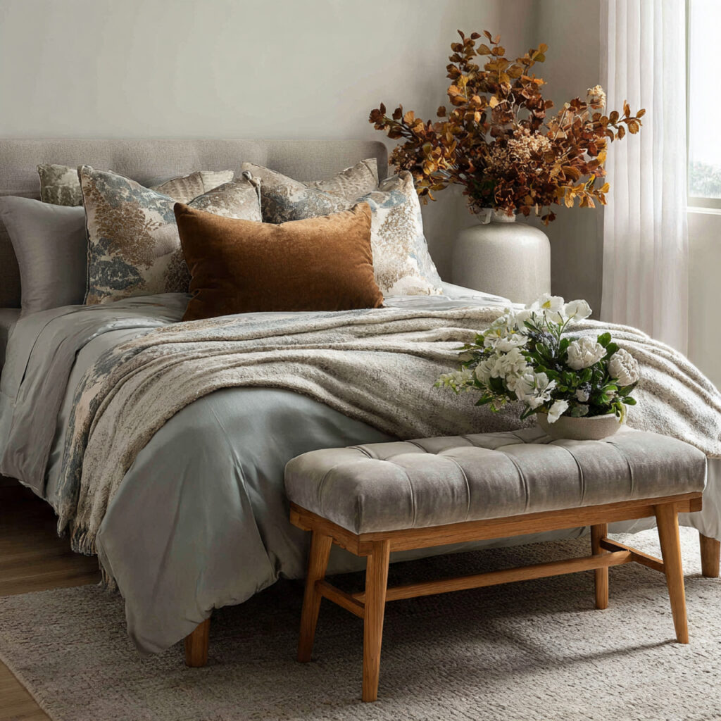 Place a Decorative Bench at the Foot of the Bed
