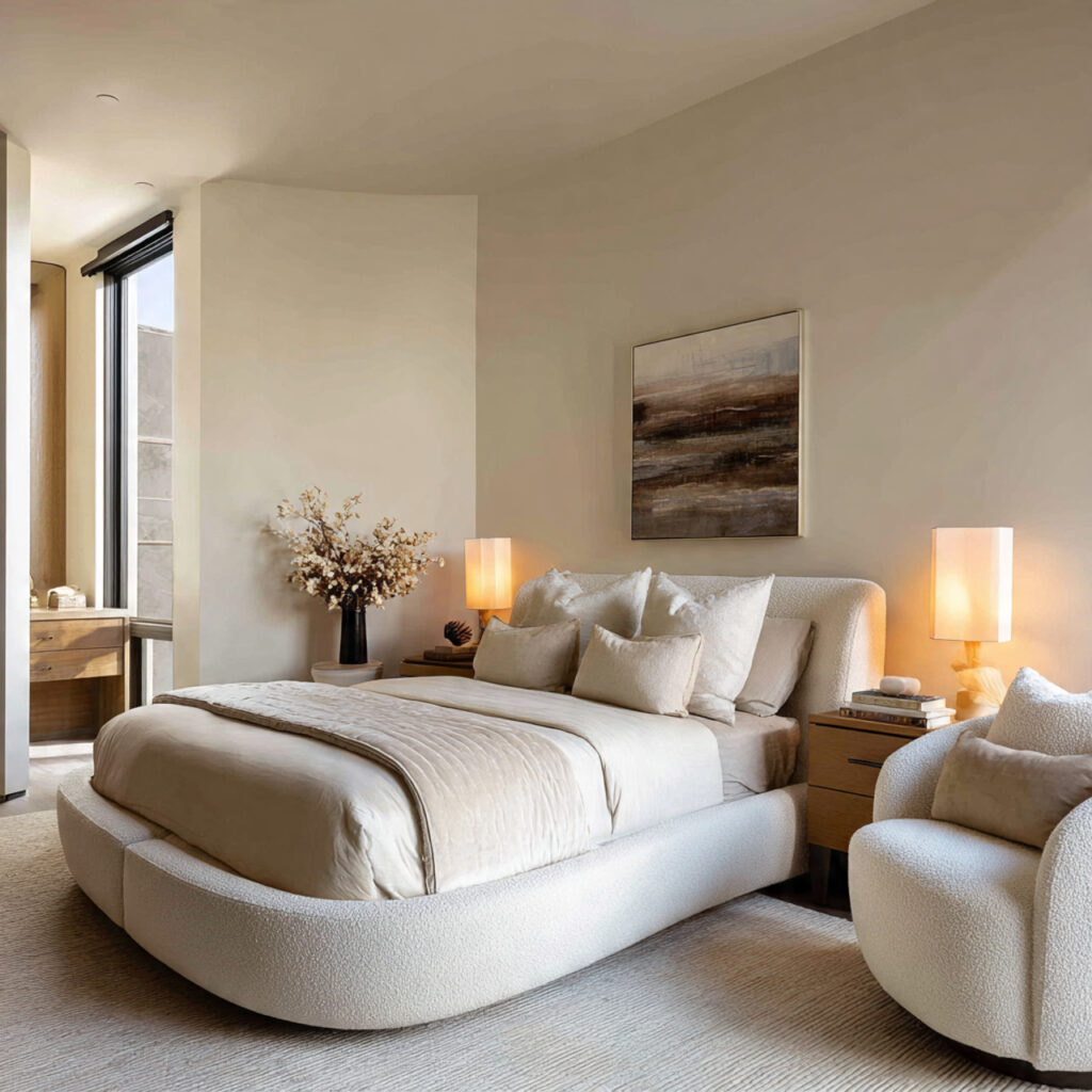 28 Bedroom Ideas 2026 That Bring Modern Trends and Fresh Style Into Your Space Stay Ahead Now 3 Install Curved and Organic-Shaped Furniture