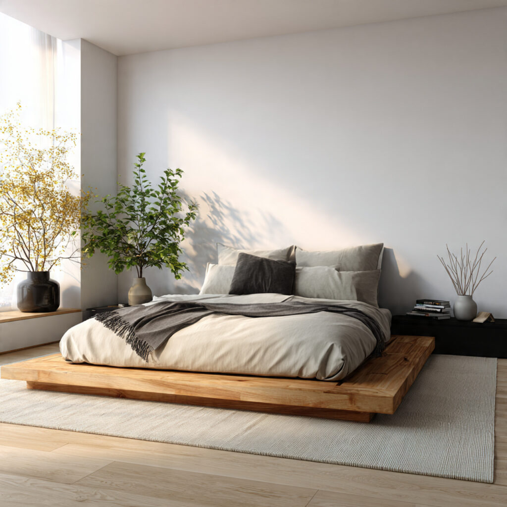 27 Modern Bedroom Ideas That Create a Sleek, Elegant, and Pinterest-Perfect Space Instantly 3 Install a Low-Profile Platform Bed Frame