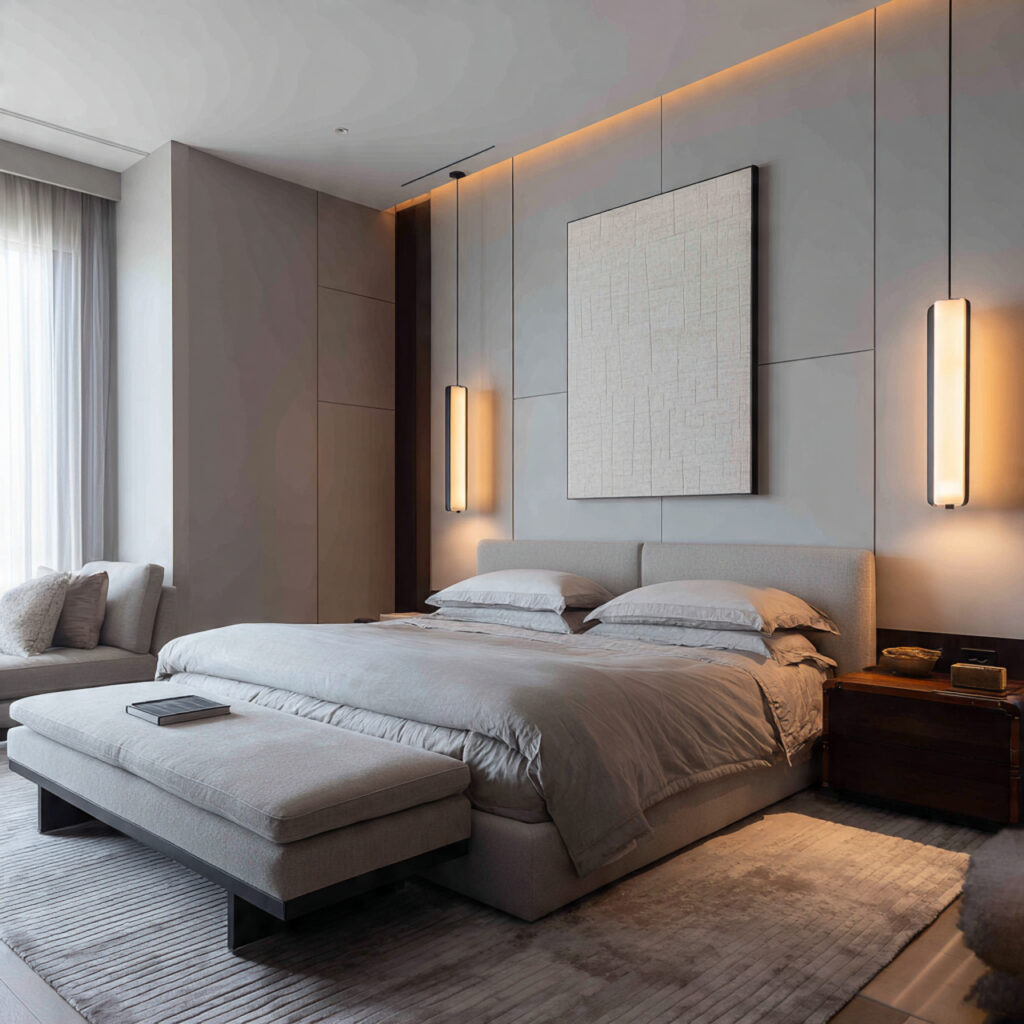 27 Modern Bedroom Ideas That Create a Sleek, Elegant, and Pinterest-Perfect Space Instantly 21 Add a Low Bench at the Foot of the Bed