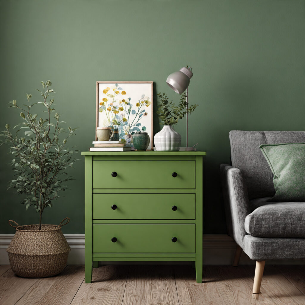 26 Green Bedroom Ideas That Bring Nature, Calm, and Fresh Energy Into Your Bedroom Try This Look 21 Paint Furniture in a Muted Green Tone