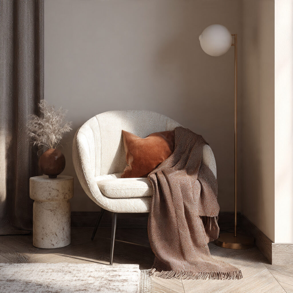 21 Cozy Bedroom Ideas That Make Your Space Warm, Relaxing, and Perfect for Everyday Comfort 22 Bring in a Bouclé or Velvet Accent Chair