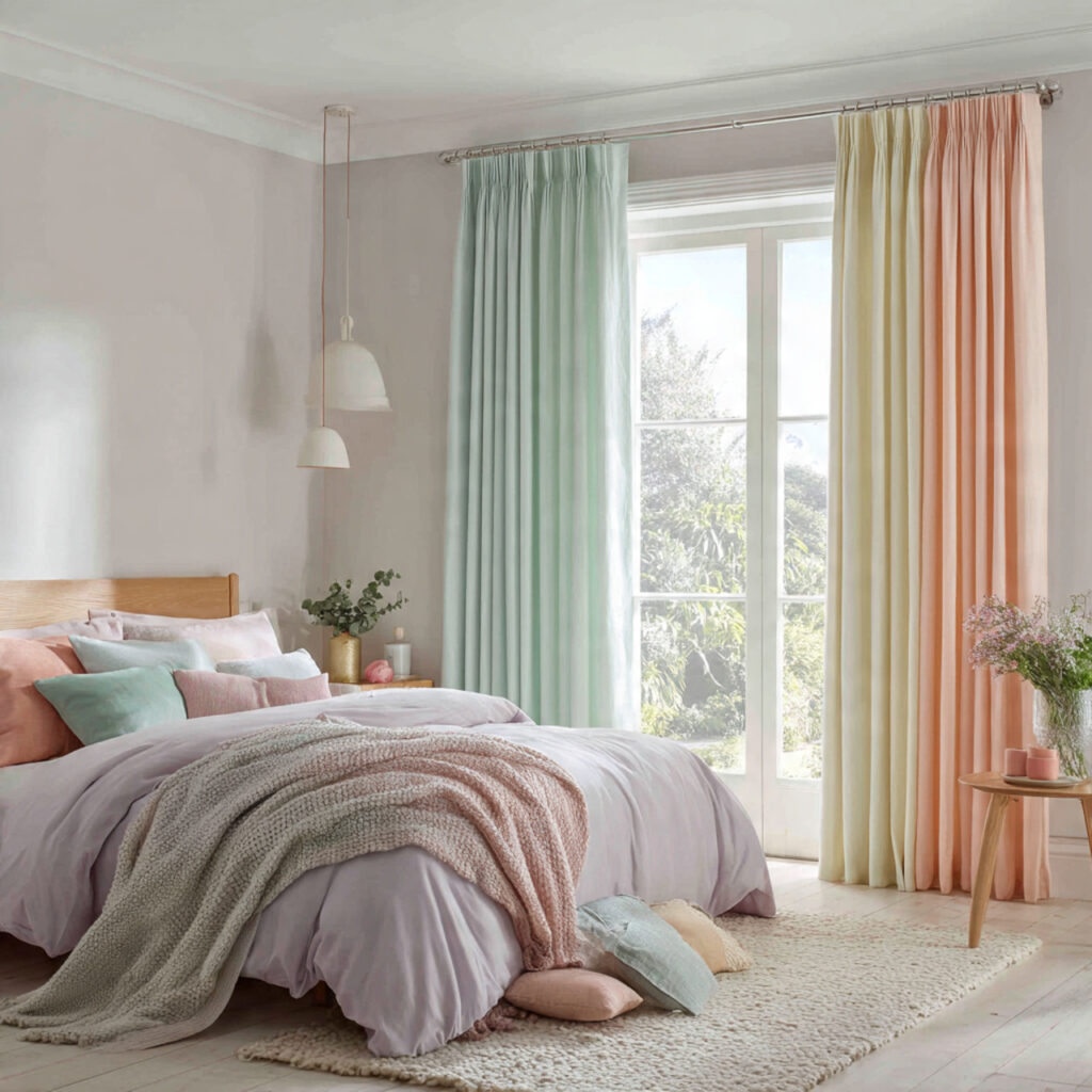 Hang Curtains in a Soft Pastel or Blush Tone