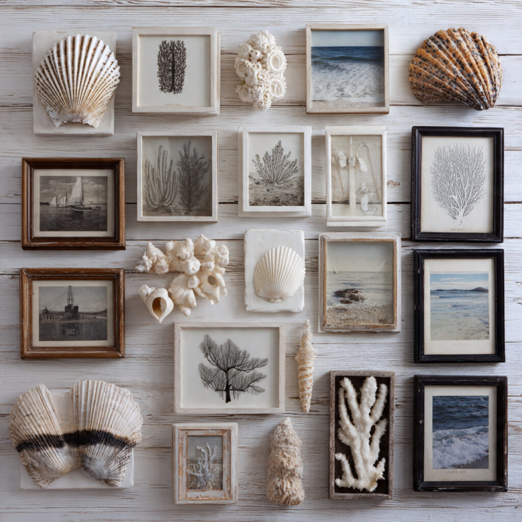 A Coral and Shell Gallery Wall