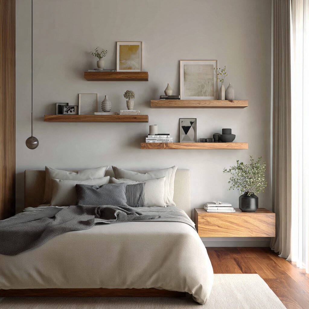 27 Modern Bedroom Ideas That Create a Sleek, Elegant, and Pinterest-Perfect Space Instantly 23 Mount a Floating Bedside Shelf Instead of a Nightstand