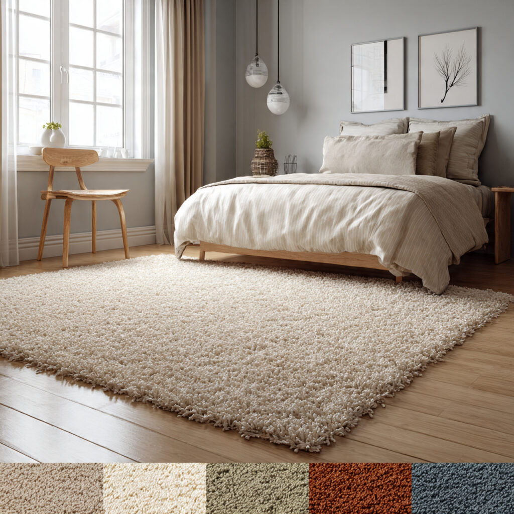 A Small Bedroom Color-Matched Rug