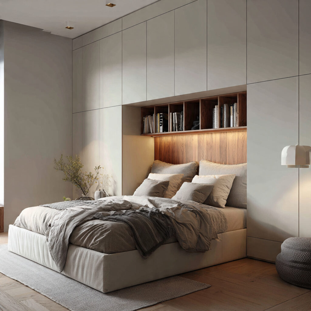 27 Modern Bedroom Ideas That Create a Sleek, Elegant, and Pinterest-Perfect Space Instantly 26 Install Built-In Storage Around the Bed