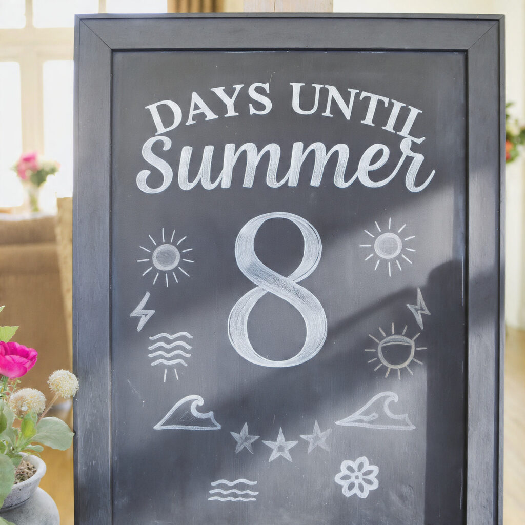 26 Summer Chalkboard Ideas That Add a Fun, Creative Touch to Your Home Try These Cute Designs Today 4 A Summer Countdown Board