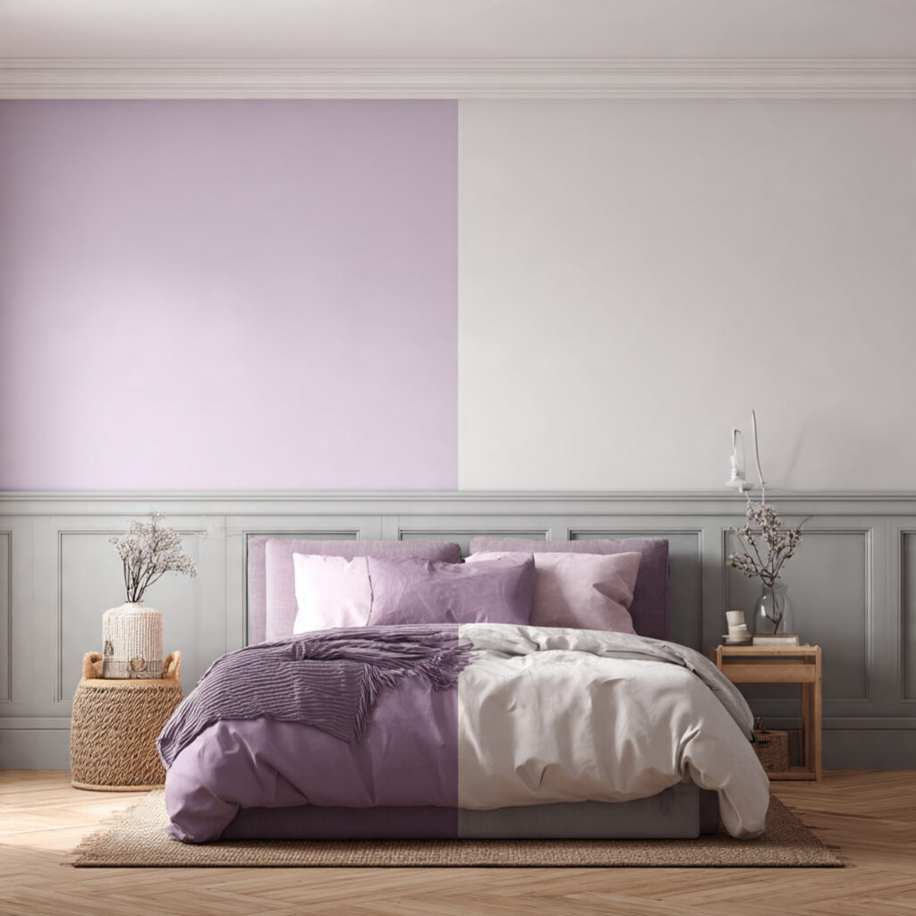 Lilac and Warm Gray Two-Tone Walls