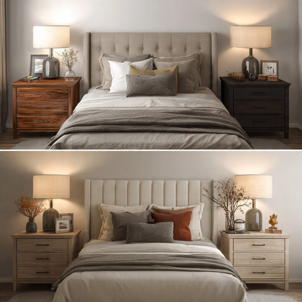 Matching Nightstands on Each Side
