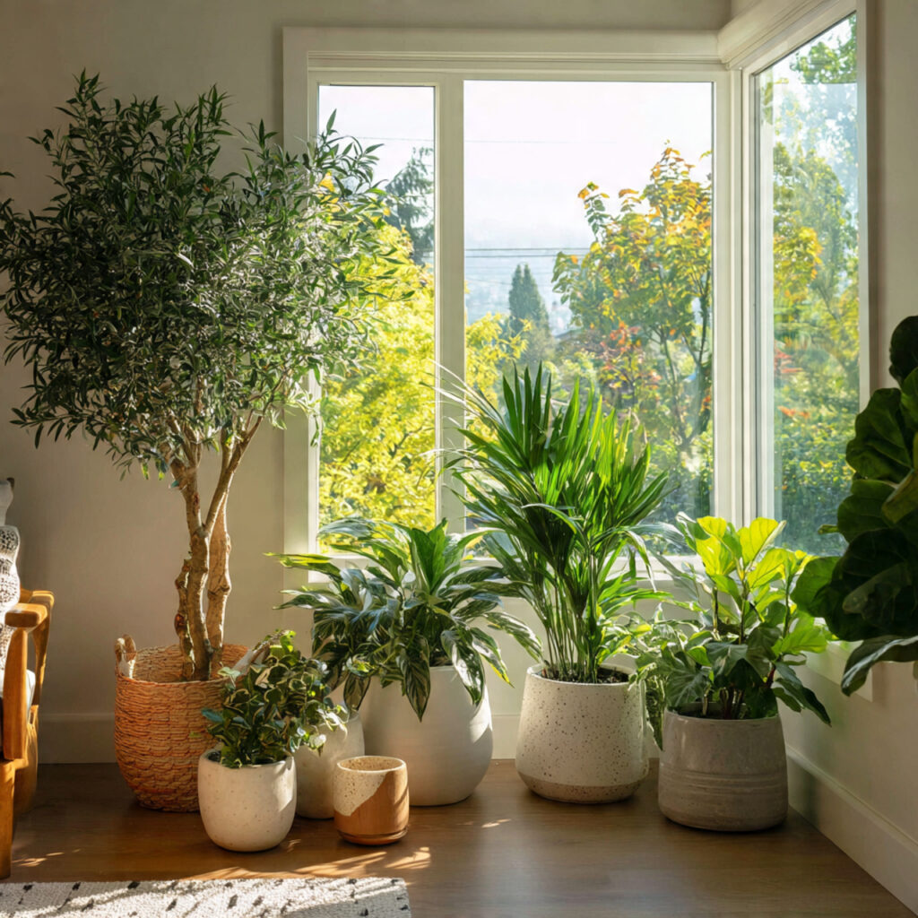 26 Green Bedroom Ideas That Bring Nature, Calm, and Fresh Energy Into Your Bedroom Try This Look 5 Add a Cluster of Indoor Plants in Varying Heights