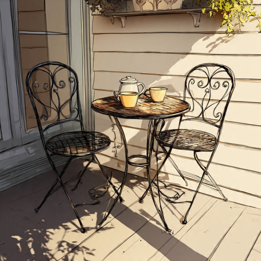 A Bistro Table and Two Chairs