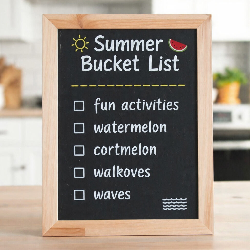 26 Summer Chalkboard Ideas That Add a Fun, Creative Touch to Your Home Try These Cute Designs Today 6 A Summer Bucket List Chalkboard