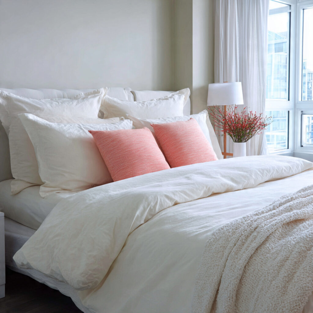 Fresh White or Cream Bedding for the Bedroom