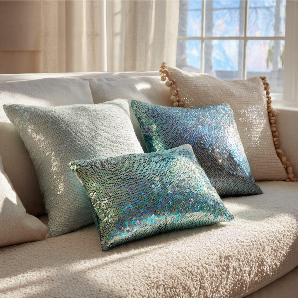 Iridescent or Sequined Cushions
