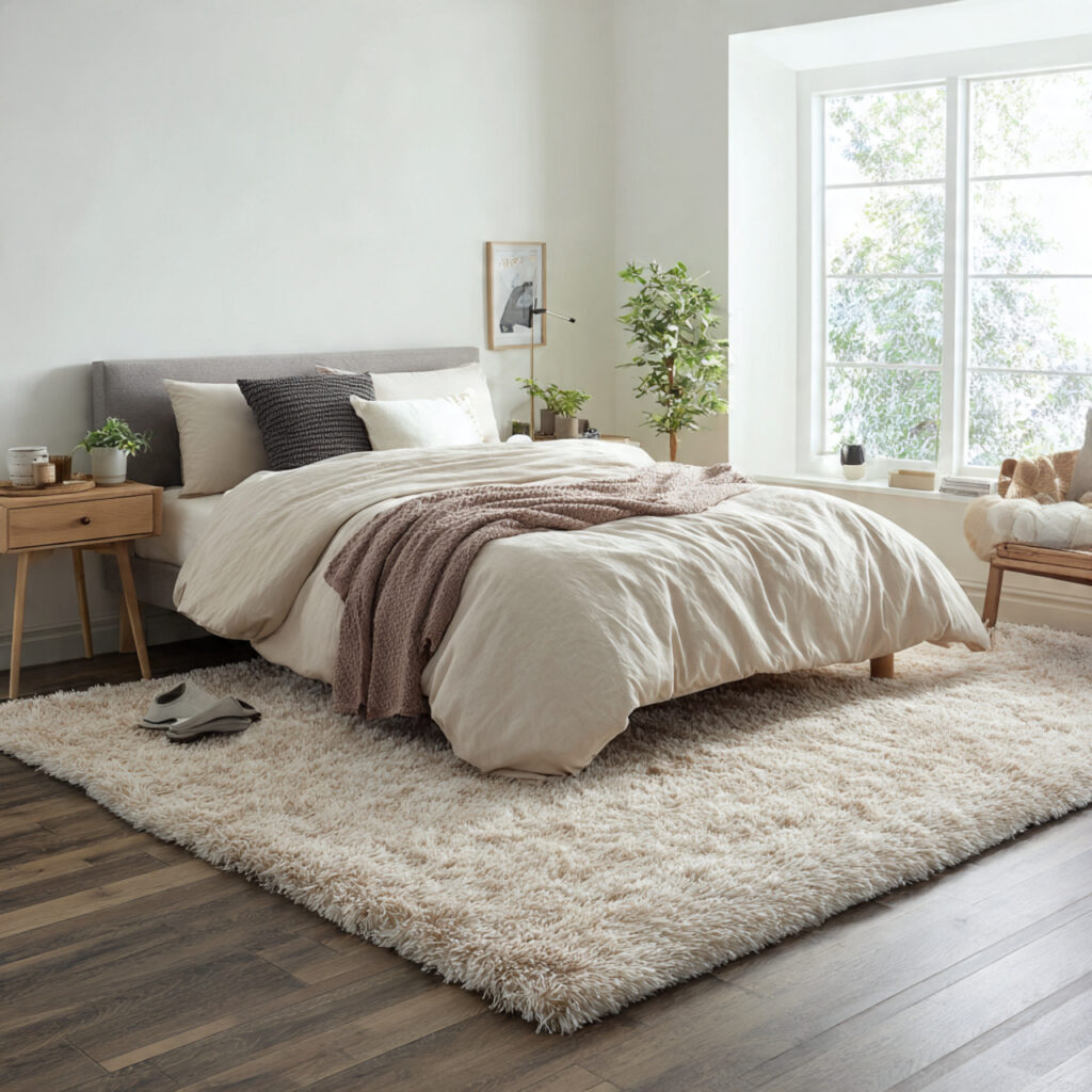 Place a Plush Area Rug Under the Bed