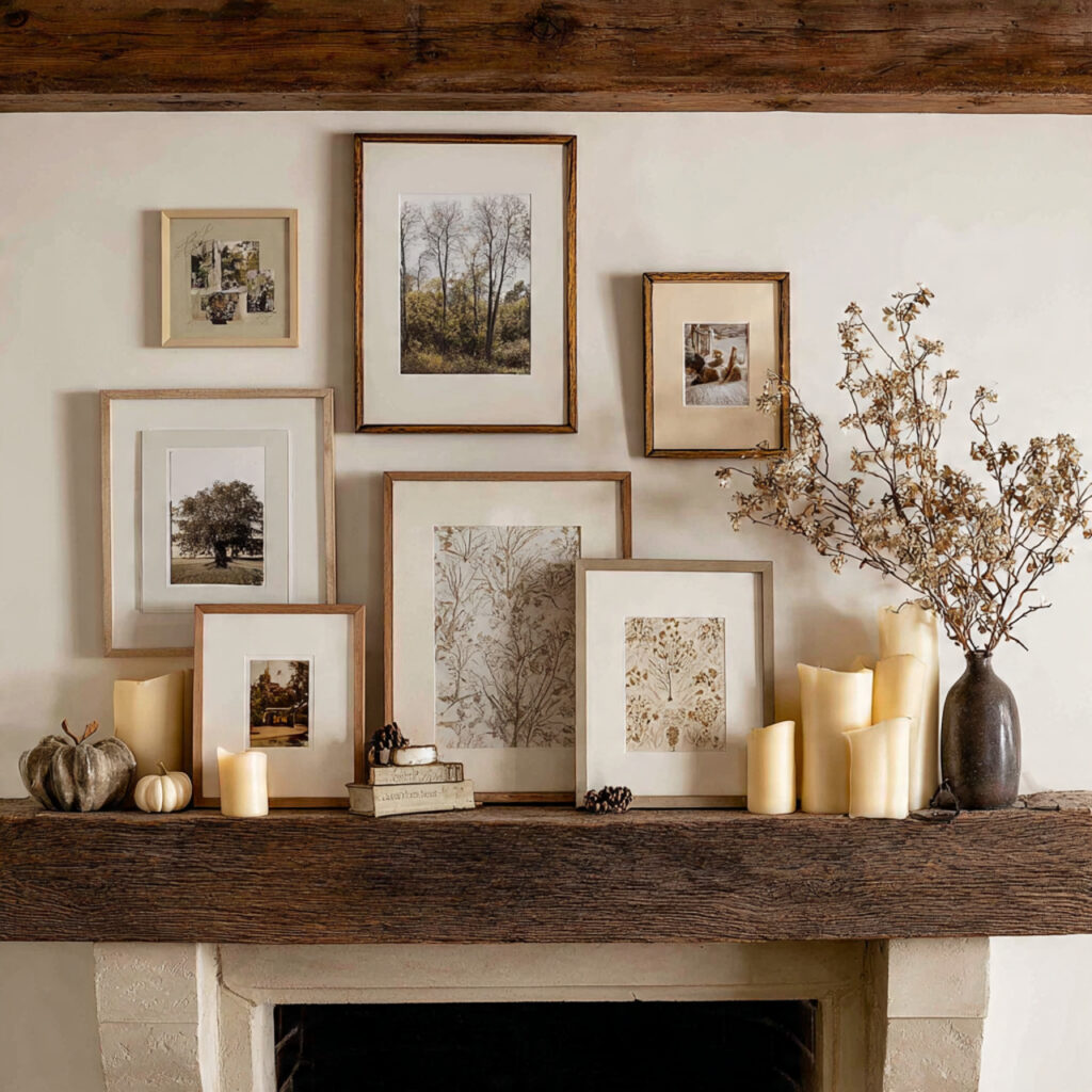 22 Fall Mantel Decorating Ideas for a Cozy Seasonal Refresh 7 Layered Frame Gallery
