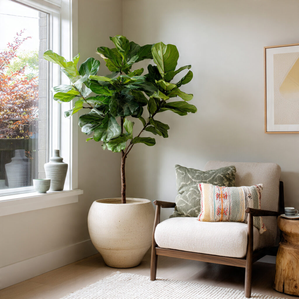 A Large Floor Plant in the Living Room