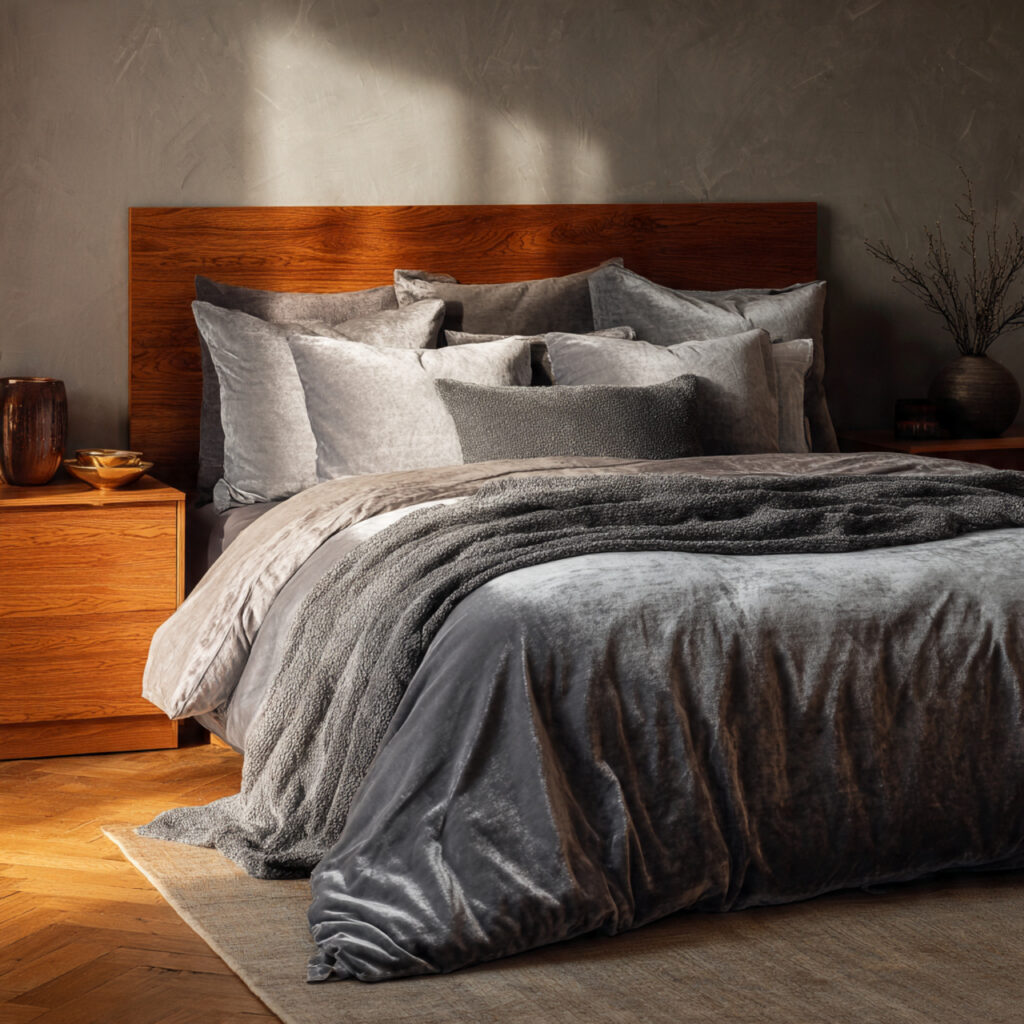 Silver Gray Velvet Duvet or Throw
