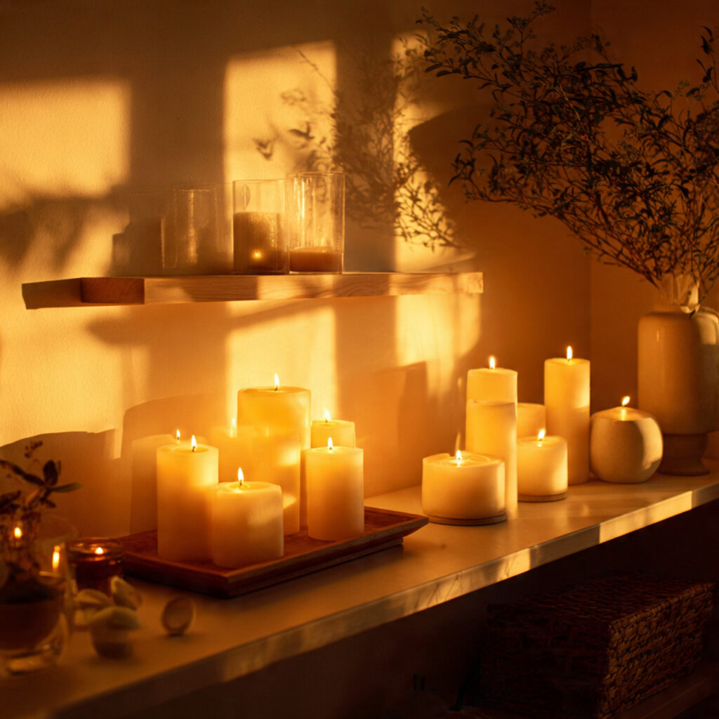 21 Cozy Bedroom Ideas That Make Your Space Warm, Relaxing, and Perfect for Everyday Comfort 9 Use Candlelight and Flameless Candles for Atmosphere