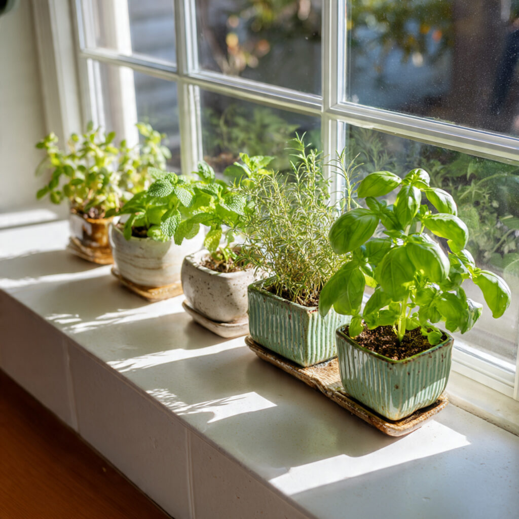 A Spring Herb Garden on the Windowsill