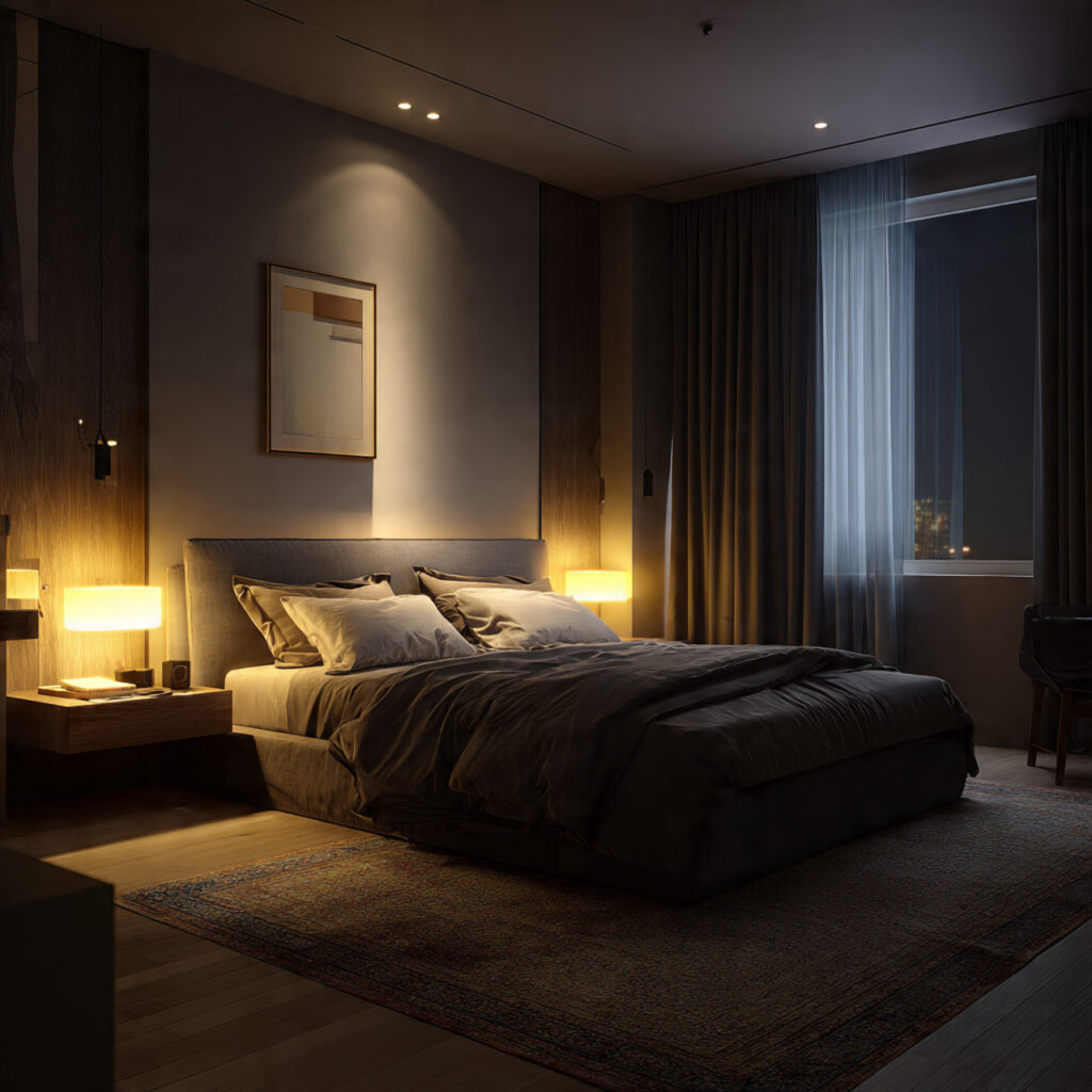 Warm, Layered Artificial Lighting