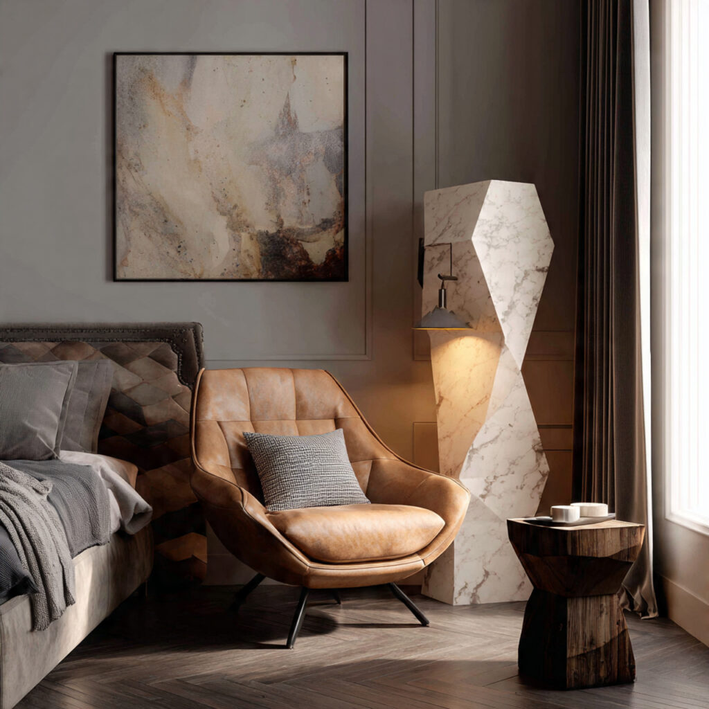 28 Bedroom Ideas 2026 That Bring Modern Trends and Fresh Style Into Your Space Stay Ahead Now 10 Add a Sculptural Floor Lamp as a Statement Piece