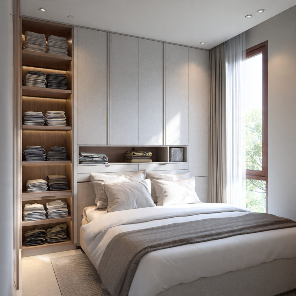 A Tall, Slim Wardrobe That Reaches the Ceiling