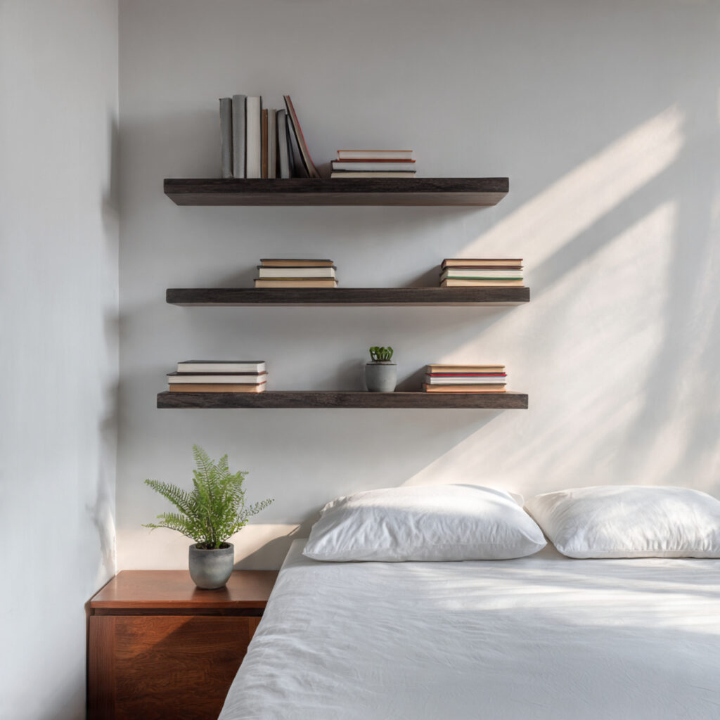 29 Bedroom Organization Ideas That Make Your Room Look Bigger, Cleaner and Pinterest Worthy 14 Floating Shelves Instead of Bulky Furniture