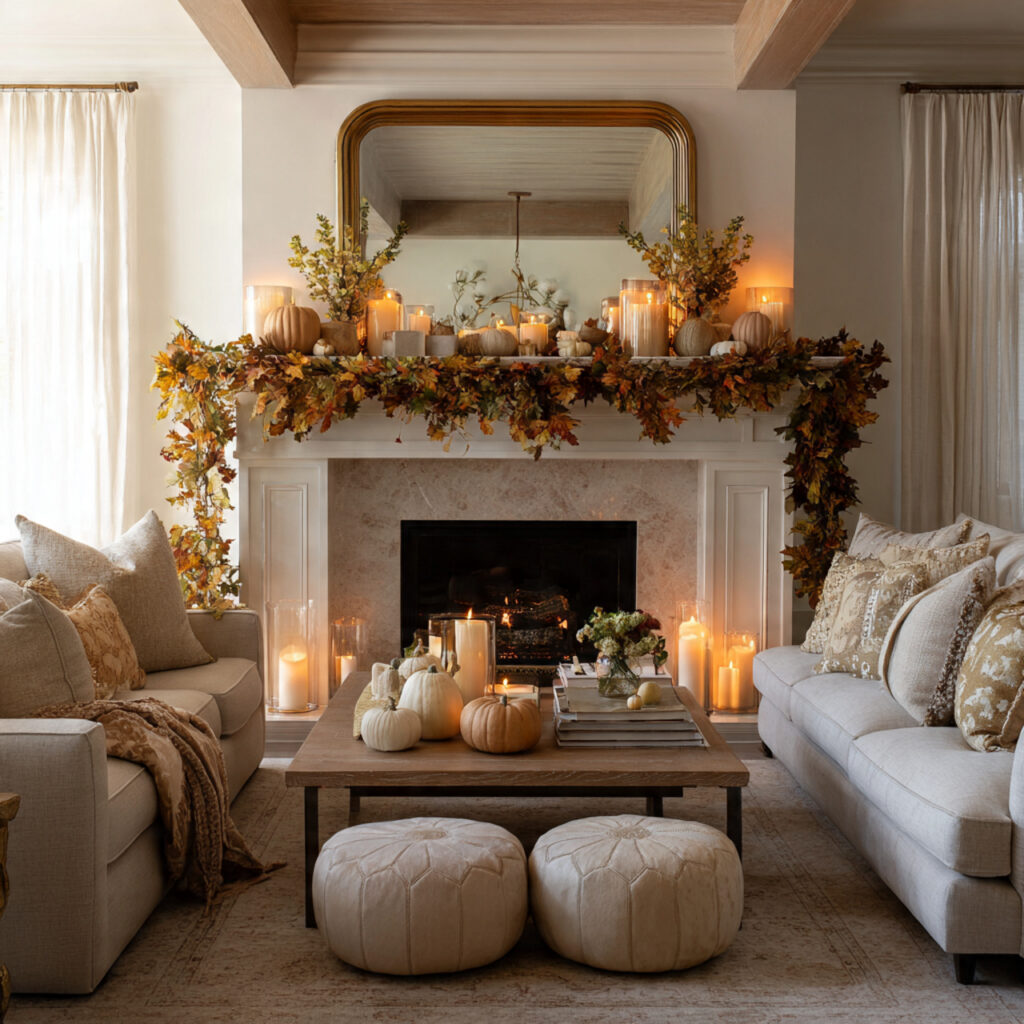 22 Fall Mantel Decorating Ideas for a Cozy Seasonal Refresh 2 Garland Foundation with Layered Elements