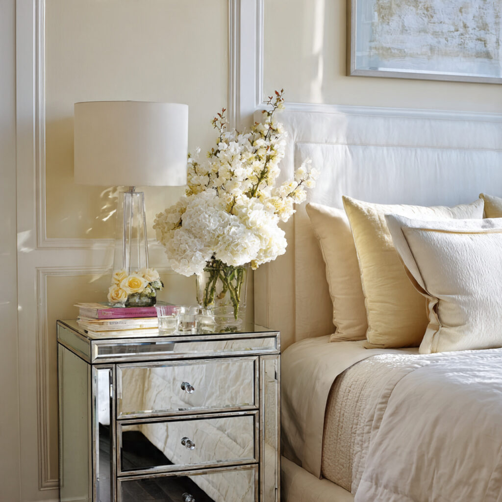 Mirrored or Glass Accent Pieces