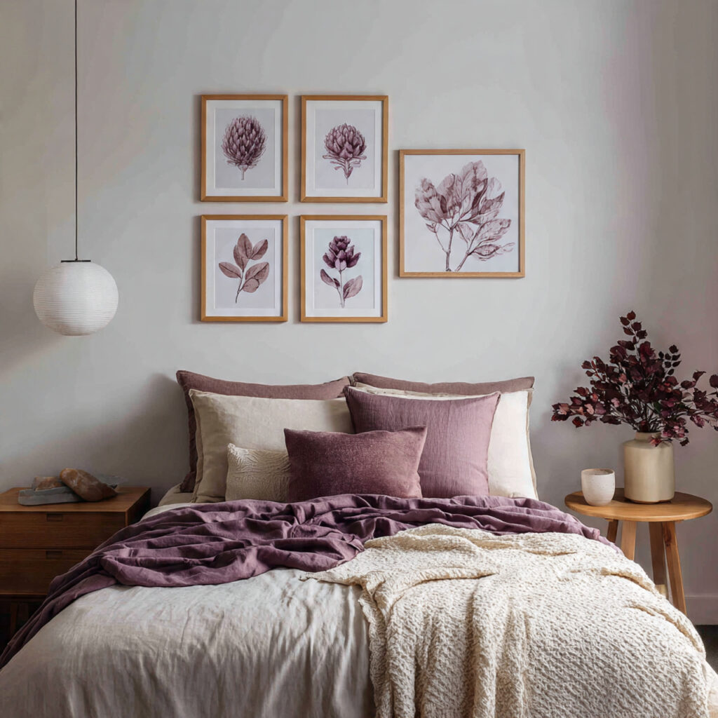 Botanical Prints in Purple-Toned Frames