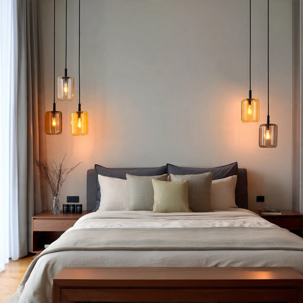 27 Modern Bedroom Ideas That Create a Sleek, Elegant, and Pinterest-Perfect Space Instantly 27 Choose a Streamlined Pendant Light Above Each Bedside