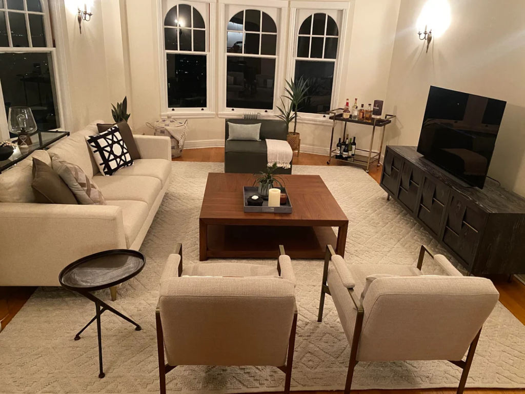 Cream Linen Sofa as the Living Room Anchor