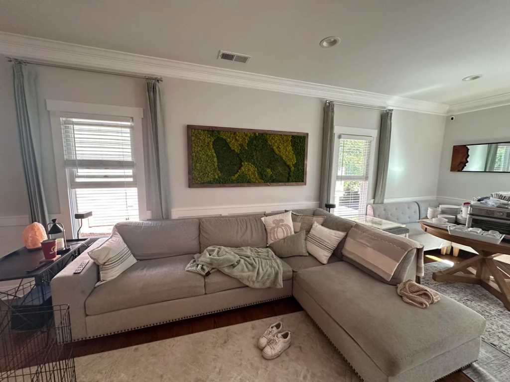 Cream and Sage Striped Rug