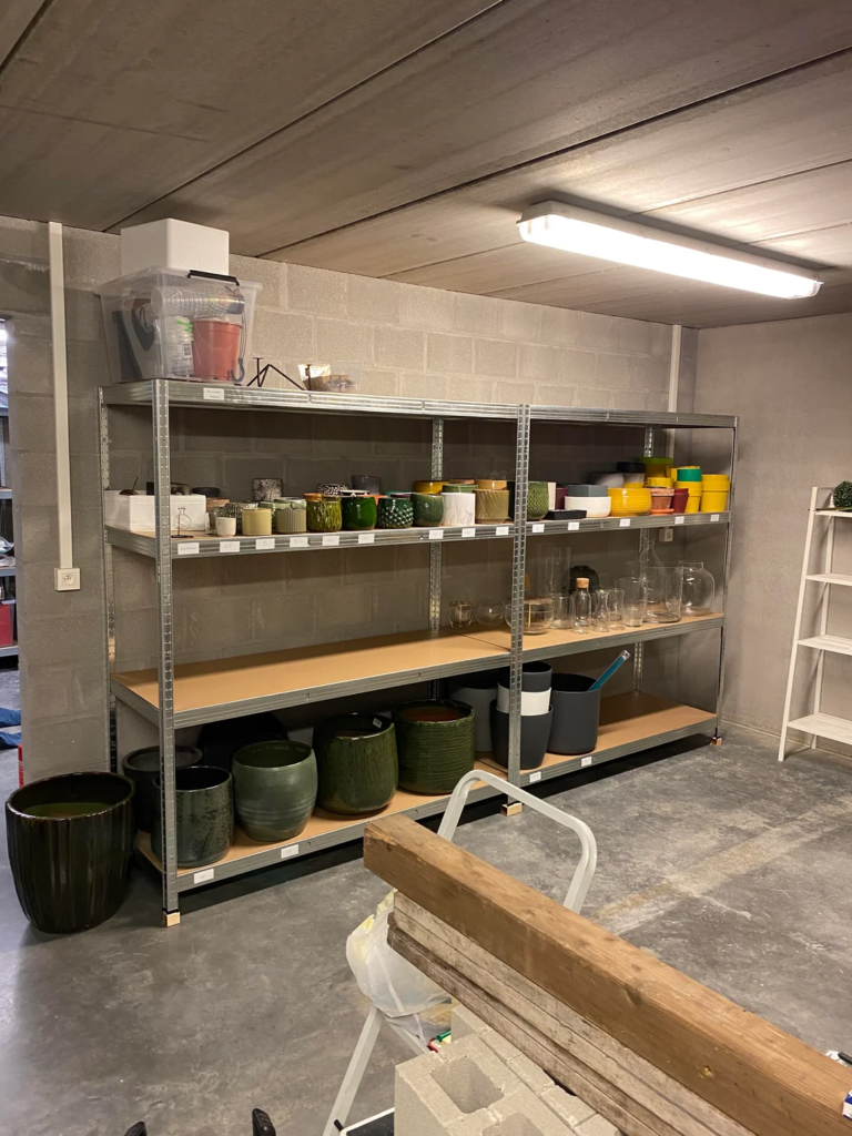 Coordinated Pot Collections on Each Shelf