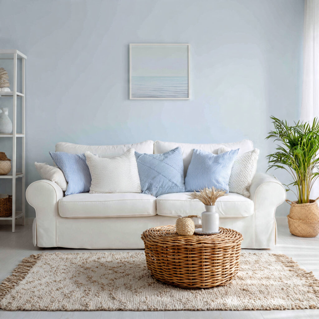 Crisp White and Soft Blue Color Palette With Natural Texture Base