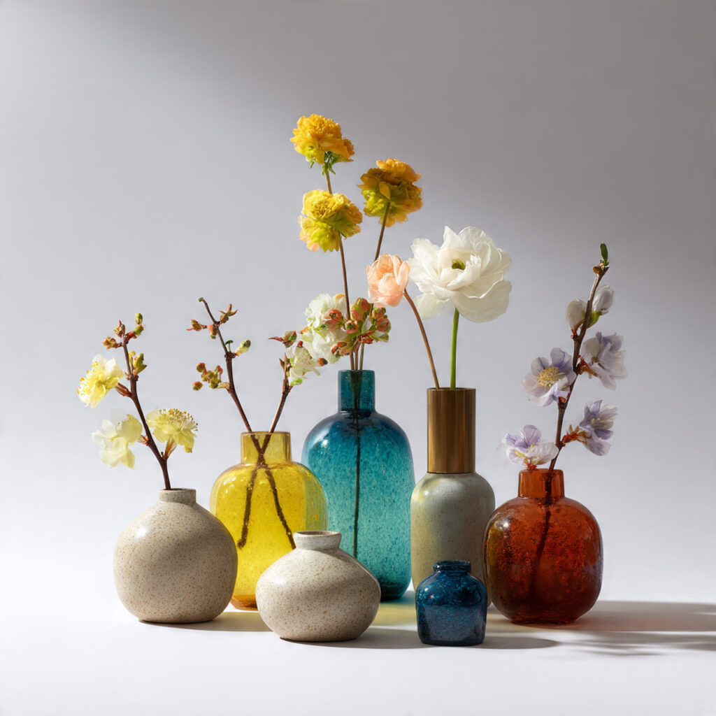 Bud Vase Cluster in Mixed Heights and Materials