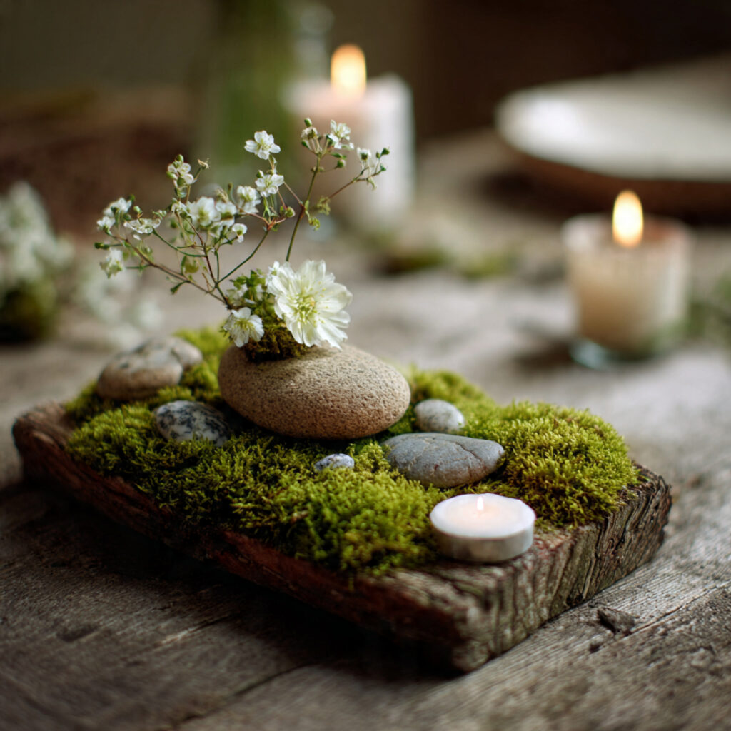 Moss and Stone Minimalist Centerpiece