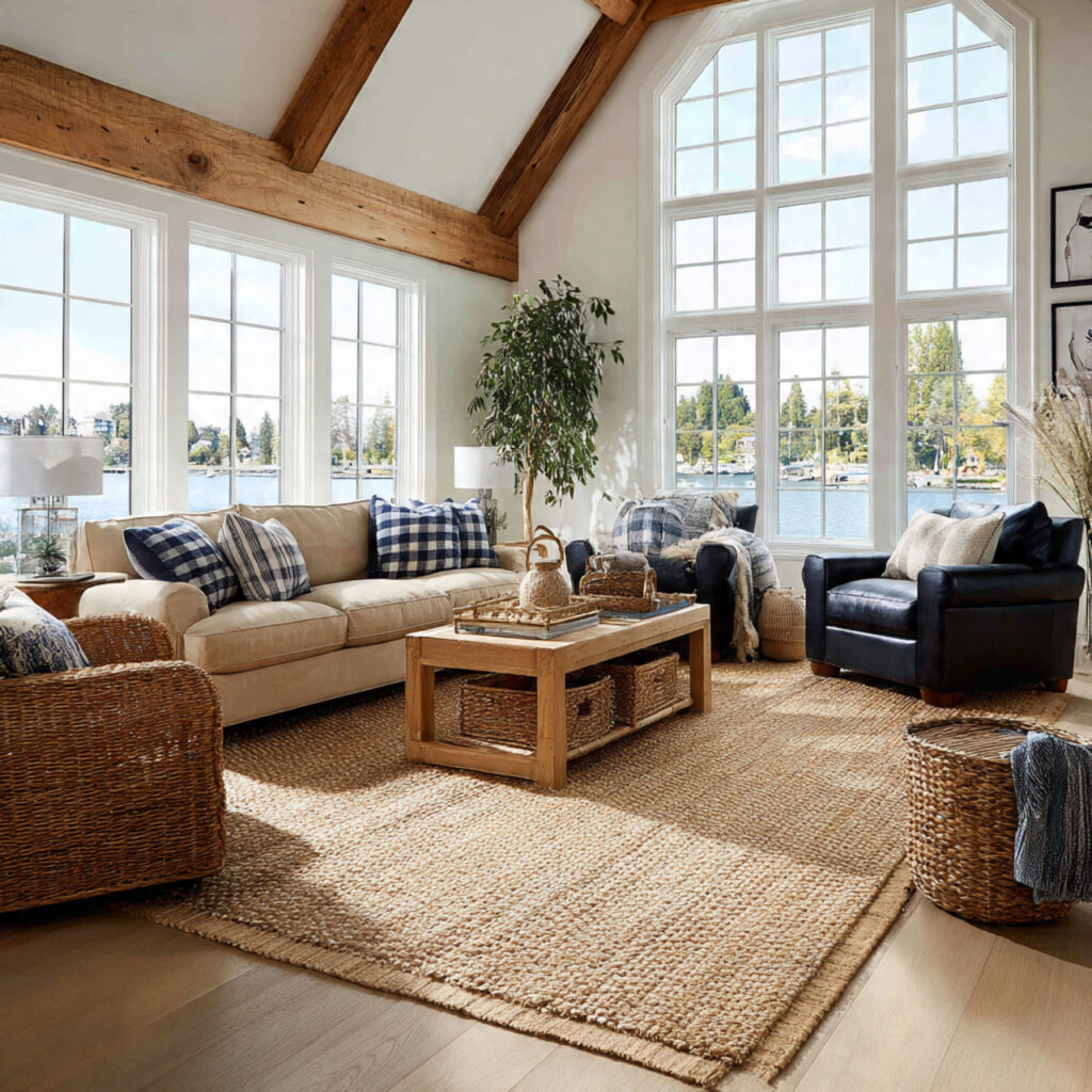 Oversized Jute or Seagrass Rug With Furniture Float