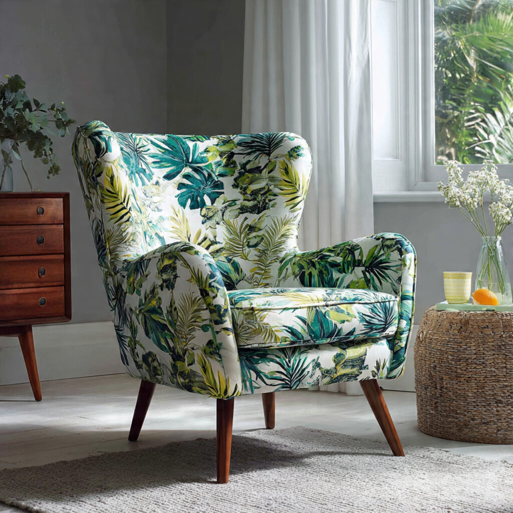 Statement Tropical or Botanical Print Accent Chair