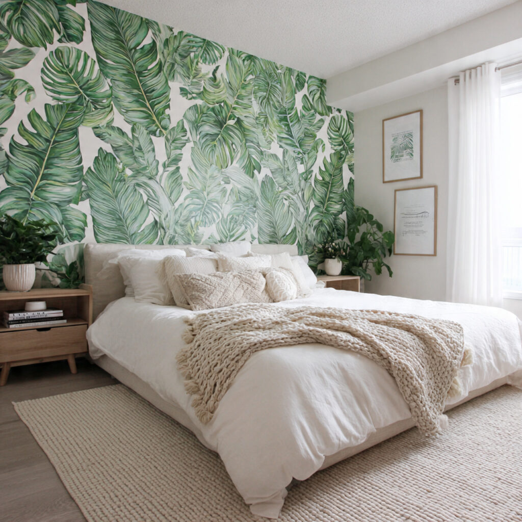 Tropical Leaf Wallpaper Feature Wall