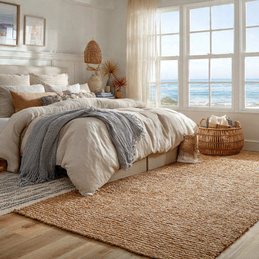 Jute Rug With Layered Coastal Flatweave