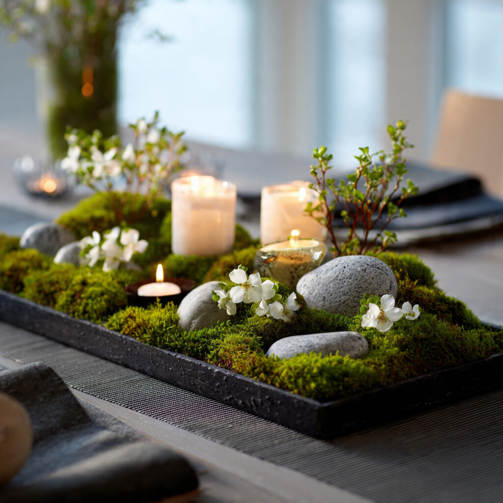 Moss and Stone Zen Garden Centerpiece